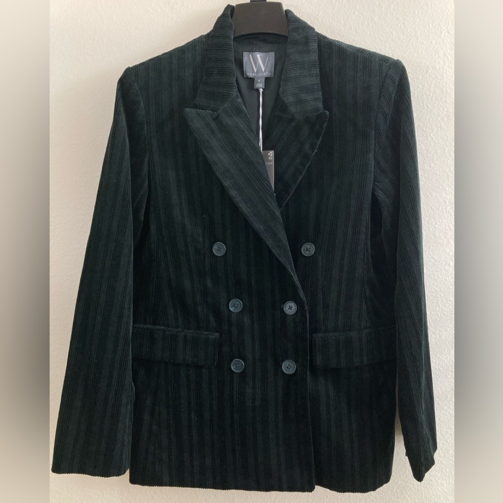 Worthington Black Corduroy Double Breasted Blazer Size 8 NWT